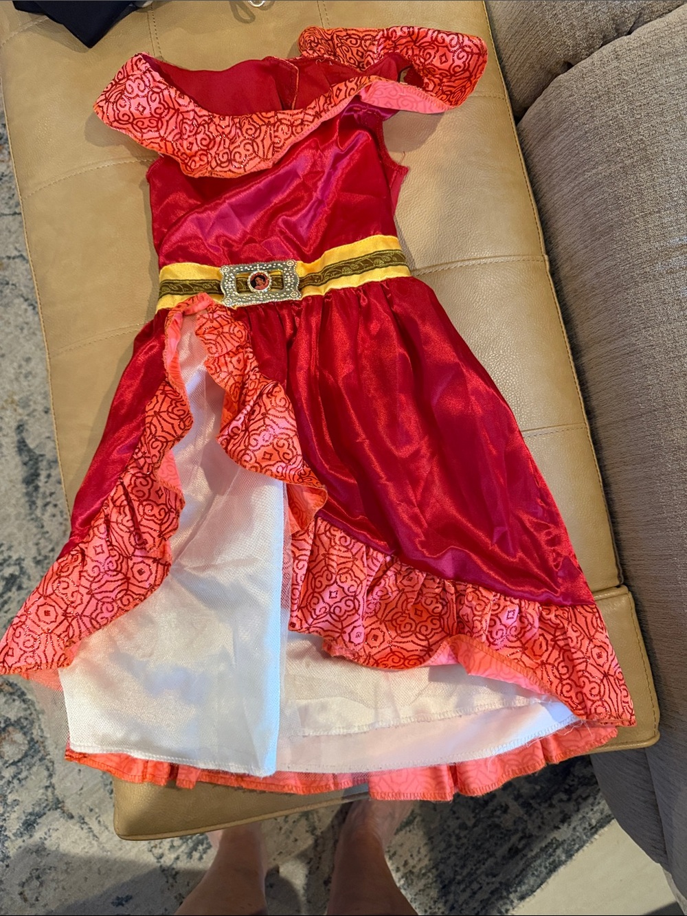 Disney Elana Red Girls' Princess Costume Dress with Gold Belt25”